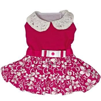 DD Pink Hibiscus Dog Dress, Size: XLarge