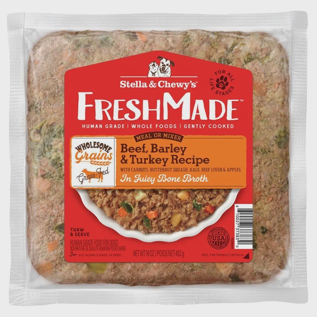Stella &amp; Chewy's Freshmade Gently Cooked, 16oz, Recipe: Beef, Barley, &amp; Turkey