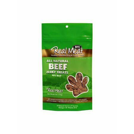 Real Meat Jerky Treats, 4oz, Flavor: Beef