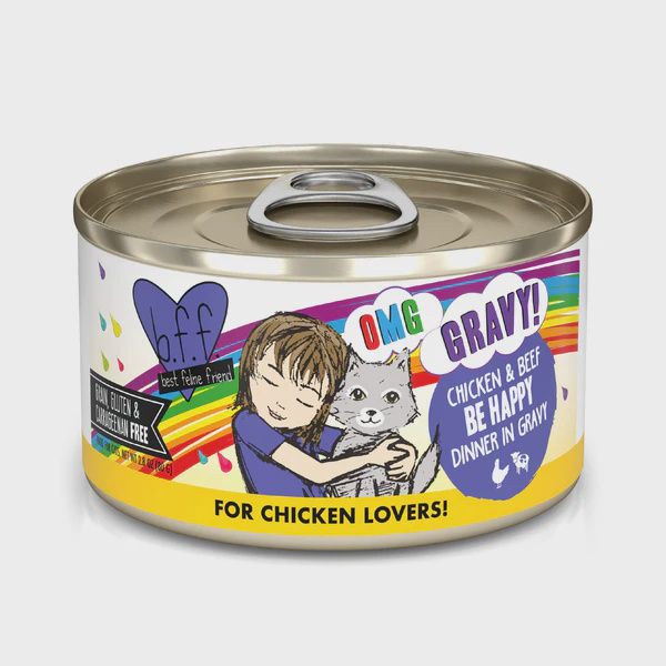 Weruva BFF OMG Gravy Can - Chicken Lovers, Recipe: Chicken &amp; Beef Be Happy *, Size: 2.8oz