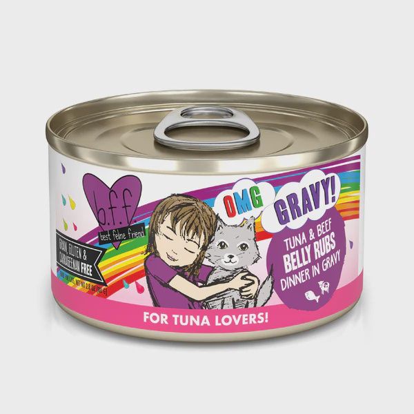 Weruva BFF OMG Gravy Can - Tuna/Land &amp; Sea Lovers, Recipe: Tuna &amp; Beef Belly Rubs *, Size: 2.8oz