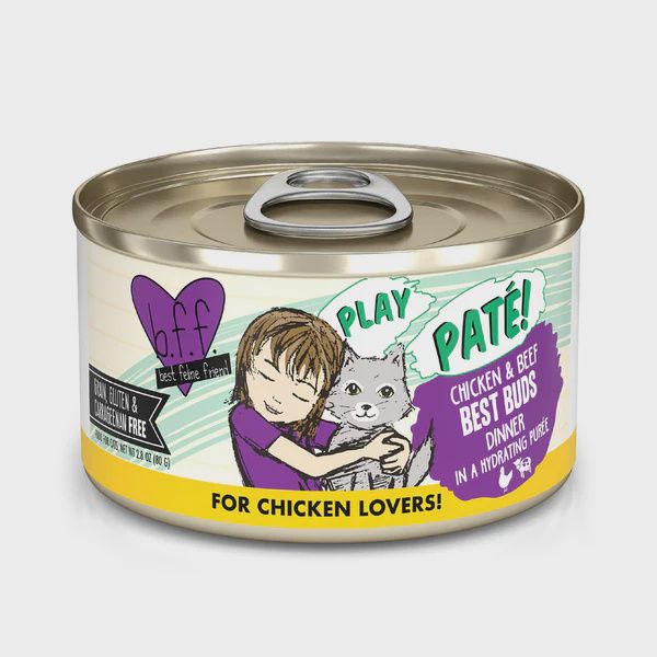 Weruva BFF PLAY Pate Can - Chicken Lovers, Recipe: Chicken &amp; Beef Best Buds, Size: 2.8oz