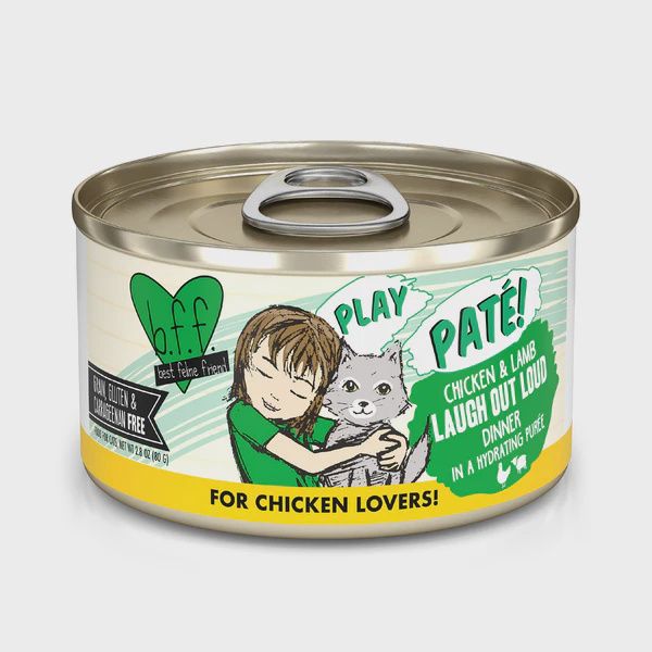 Weruva BFF PLAY Pate Can - Chicken Lovers, Recipe: Chicken &amp; Lamb Laugh Out Loud, Size: 2.8oz