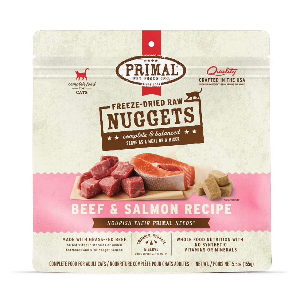 Primal Feline Freeze-Dried Nuggets, 14oz, Recipe: Beef &amp; Salmon