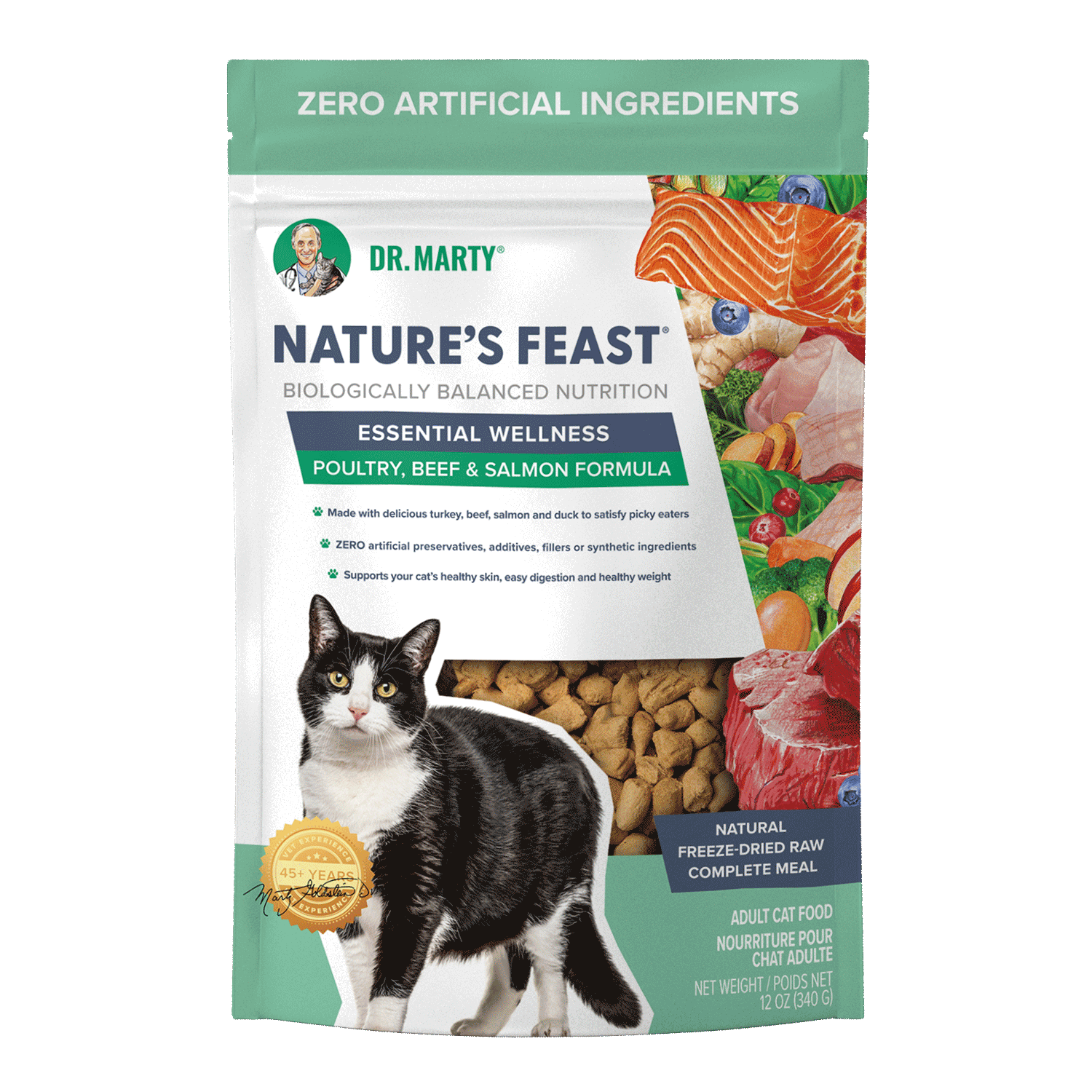 Dr Marty Nature's Feast (Cat) - Essential Wellness Beef, Salmon, &amp; Poultry, Size: 12oz