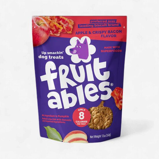 Fruitables Baked Dog Treats, 7oz, Flavor: Apple &amp; Crispy Bacon