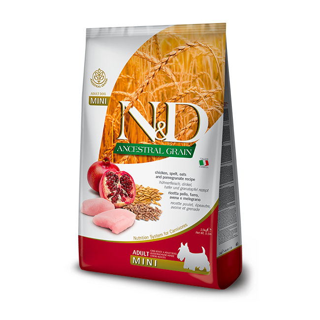 Farmina N&amp;D Ancestral Grain Adult: Chicken &amp; Pomegranate, Mini, Size: 5.5lb