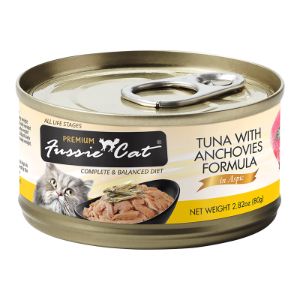 Fussie Cat Premium Cans, 2.82oz, Recipe: Tuna with Anchovies in Aspic