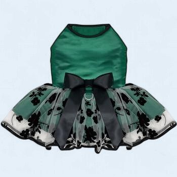 DD Green and Black Satin Dog Dress
