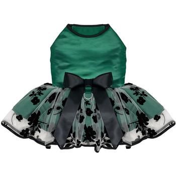 DD Green and Black Satin Dog Dress, Size: XS