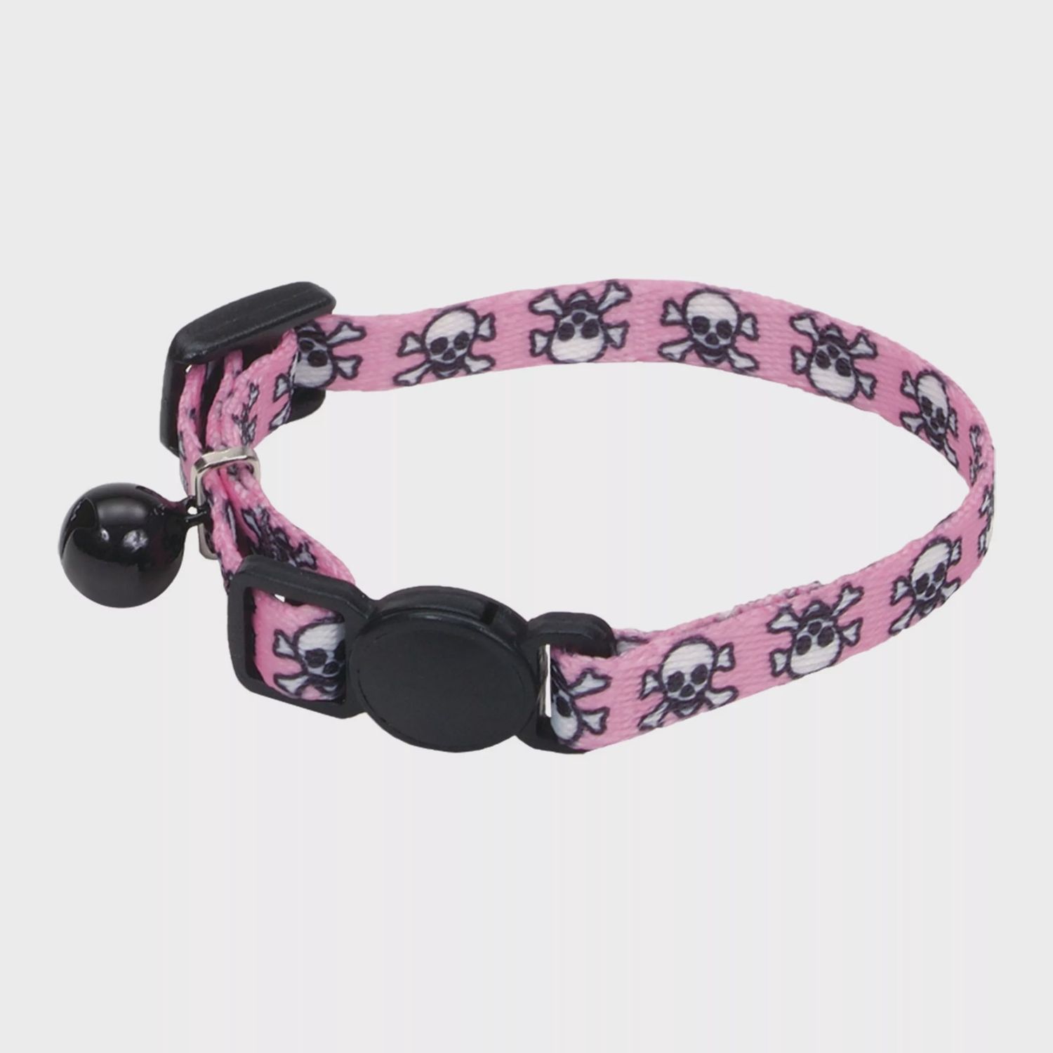 Lil Pals Adjustable Breakaway Kitten Collar, Color: Pink Skulls