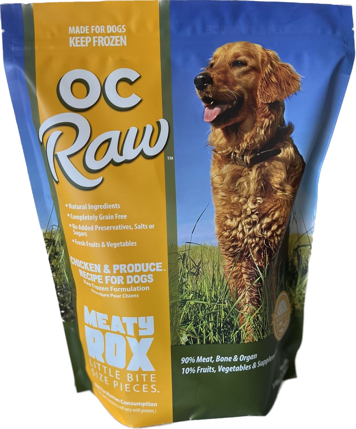 OC Raw Frozen, Chicken &amp; Produce, Variety / Size: Meaty Rox, 3lb
