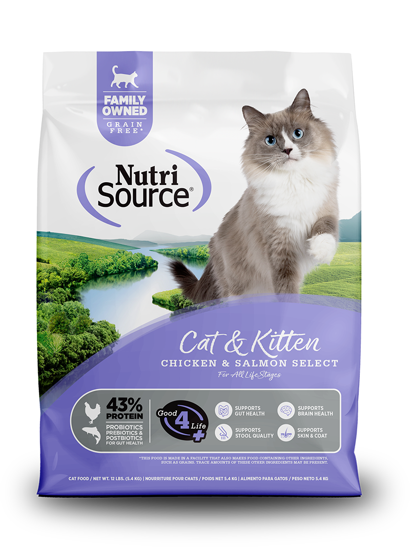 NutriSource Cat Grain Free Dry Recipes, Size: 4lb, Variety: Chicken &amp; Salmon Select