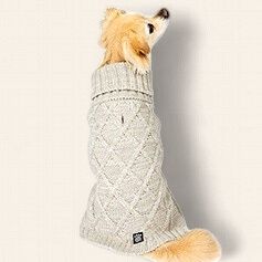 Crisscross Turtleneck Sweater, Gray