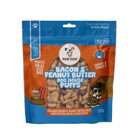 RawDog Beef Collagen Puffs, Flavor: Bacon &amp; Peanut Butter, 2.5oz