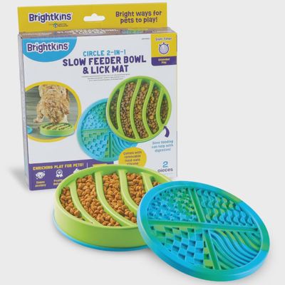 Brightkins Circle 2-in-1 Slow Feeder Bowl &amp; Lick Mat