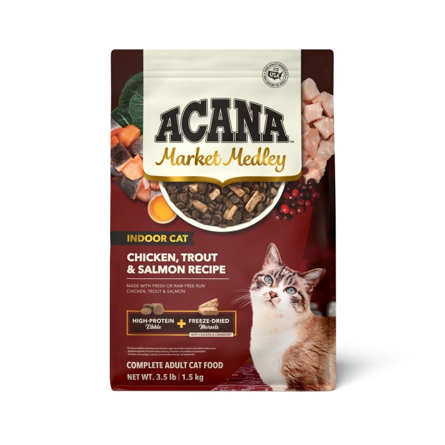 Acana Market Medley Cat Food - Indoor/Chicken, Trout &amp; Salmon Recipe, Size: 3.5lb