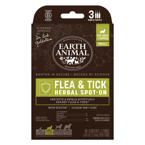 Earth Animal Nature's Protection - Flea &amp; Tick Herbal Spot-On for Dogs, Dog Size: Small/Puppies