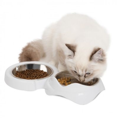 Catit PIXI Double Feeding Dish, White