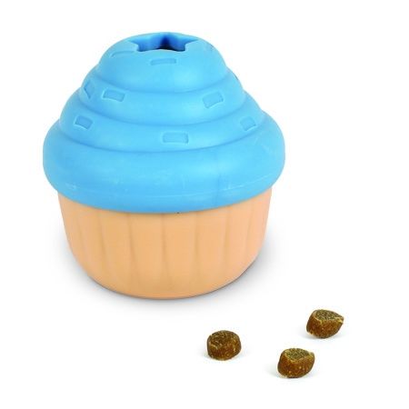 Brightkins Dog Toy Treat Dispenser Cupcake Blue Large