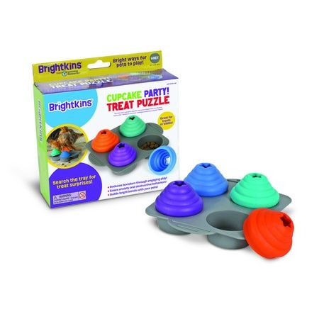 Brightkins Dog Toy Treat Puzzle Cupcake Party Gray