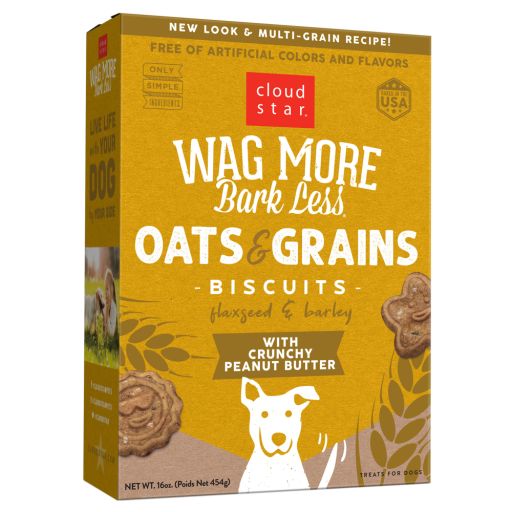 Wag More Bark Less Oats &amp; Grains Biscuits, 16oz, Recipe: Peanut Butter