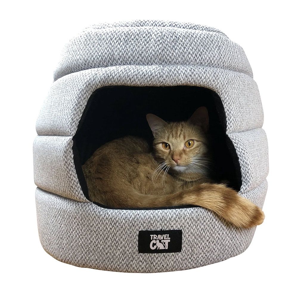 “The Meowbile Home” Convertible Cat Bed &amp; Cave, Color: Grey