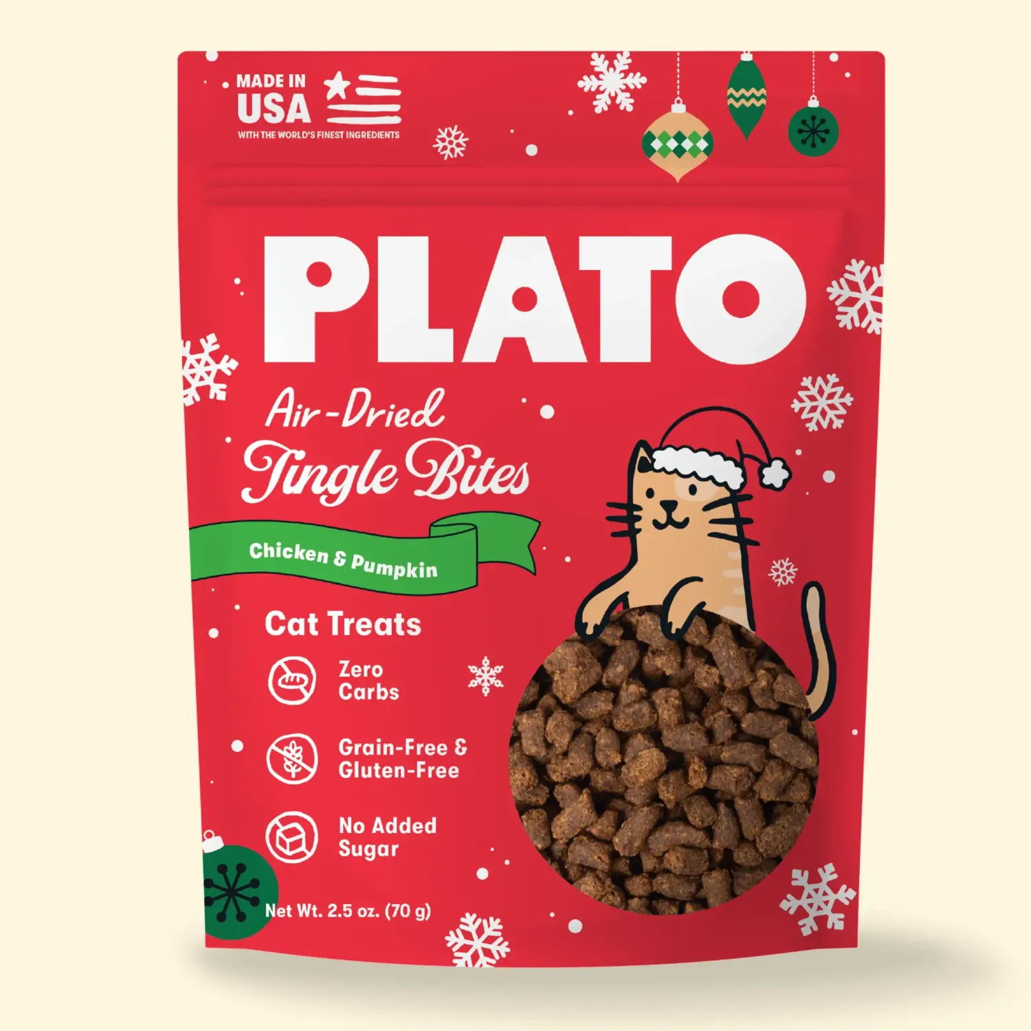 Plato Holiday Cat Treats, Flavor: Chicken &amp; Pumpkin