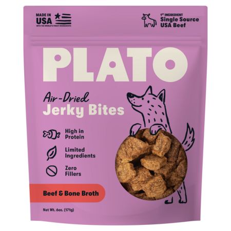 Plato Air Dried Jerky Bites, Flavor: Beef &amp; Bone Broth
