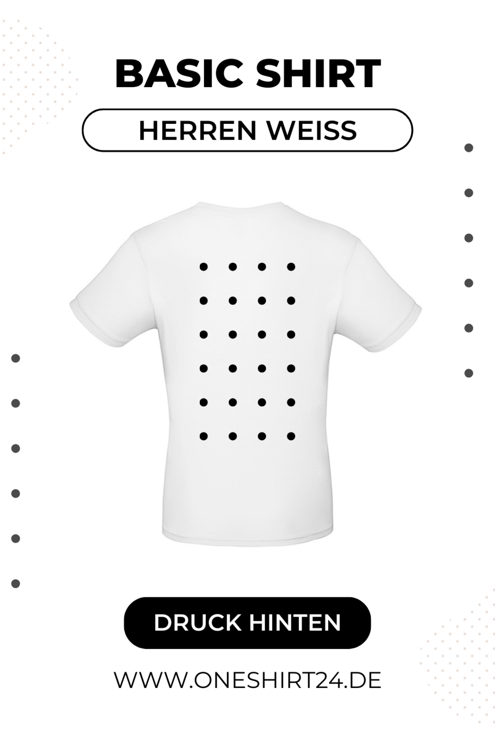 Weiße T-Shirts für Herren mit individuellem Wunschmotiv - Druck hinten