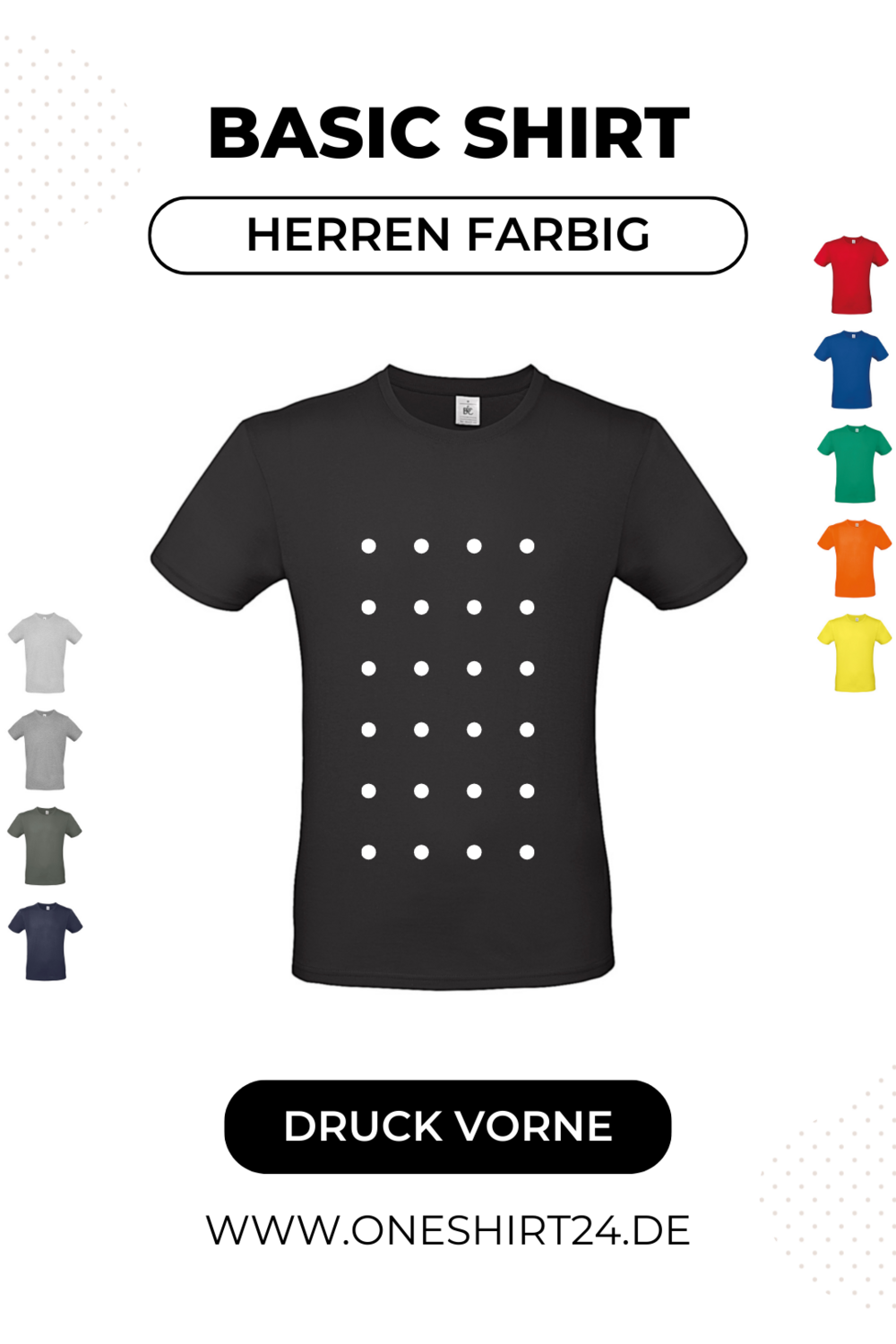 Farbige T-Shirts für Herren mit individuellem Wunschmotiv - Druck vorne