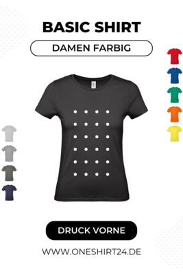 Farbige T-Shirts für Damen mit individuellem Wunschmotiv - Druck vorne