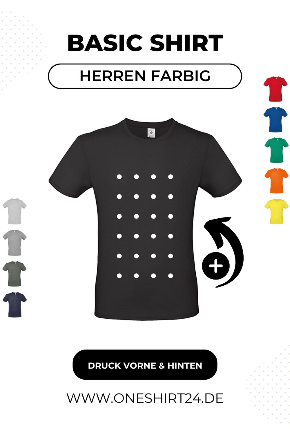 Farbige T-Shirts für Herren mit individuellem Wunschmotiv - Druck vorne &amp; hinten