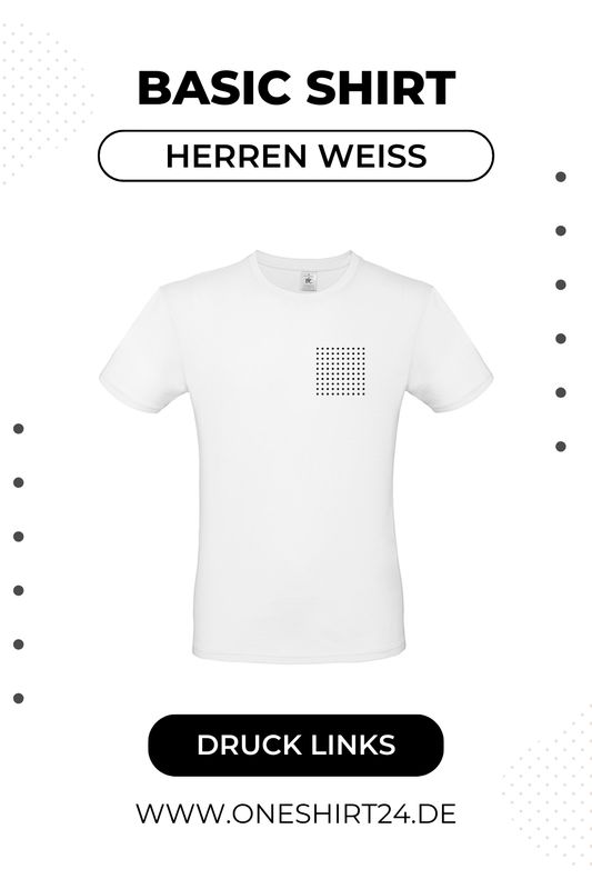 Weiße T-Shirts für Herren mit individuellem Wunschmotiv - Druck linke Brust
