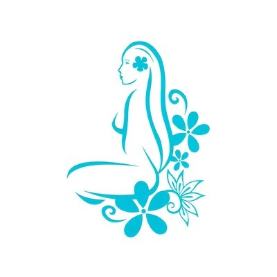 Sticker - Hinano vahine with flowers Turquoise