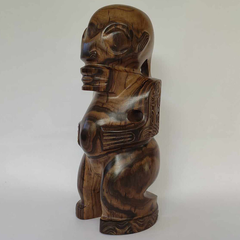 Tiki Polynésien En Bois De Suar - 20 Cm - Statue Déco Coco Papaya