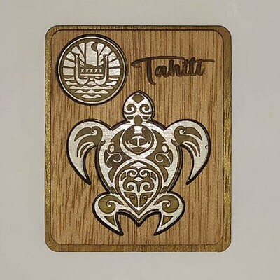 Wood magnet - Tahiti Turtle