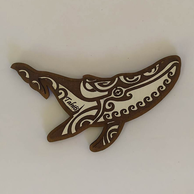 Wood magnet - Tahiti Whale