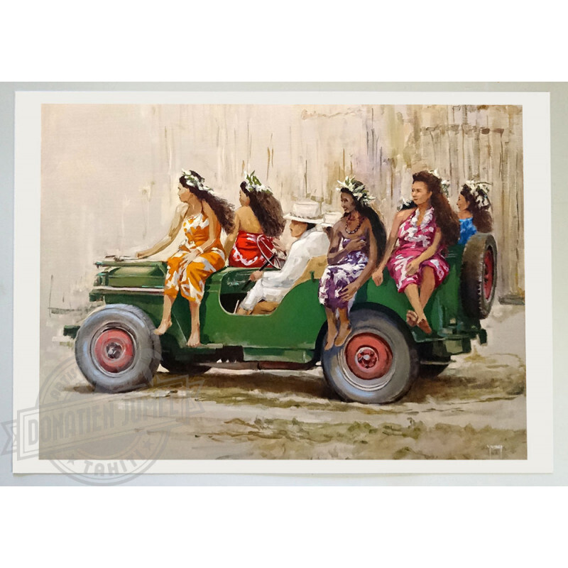 Art Print - Vahines and Jeep Willys
