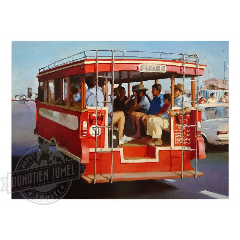 Art Print -  Red truck for Faaa Tahiti