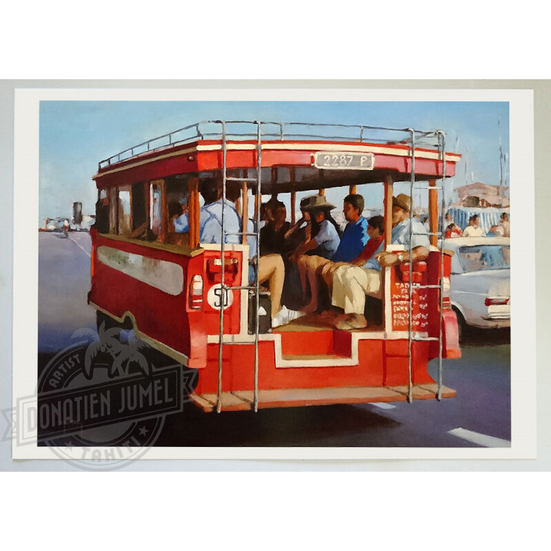 Art Print -  Red truck for Faaa Tahiti