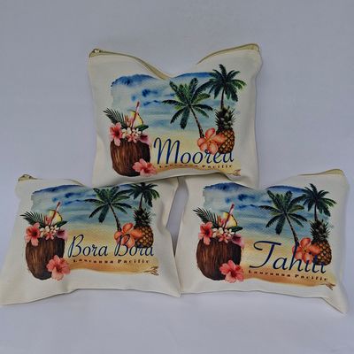 Canvas Zipped Pouch - Coconut Cocktail