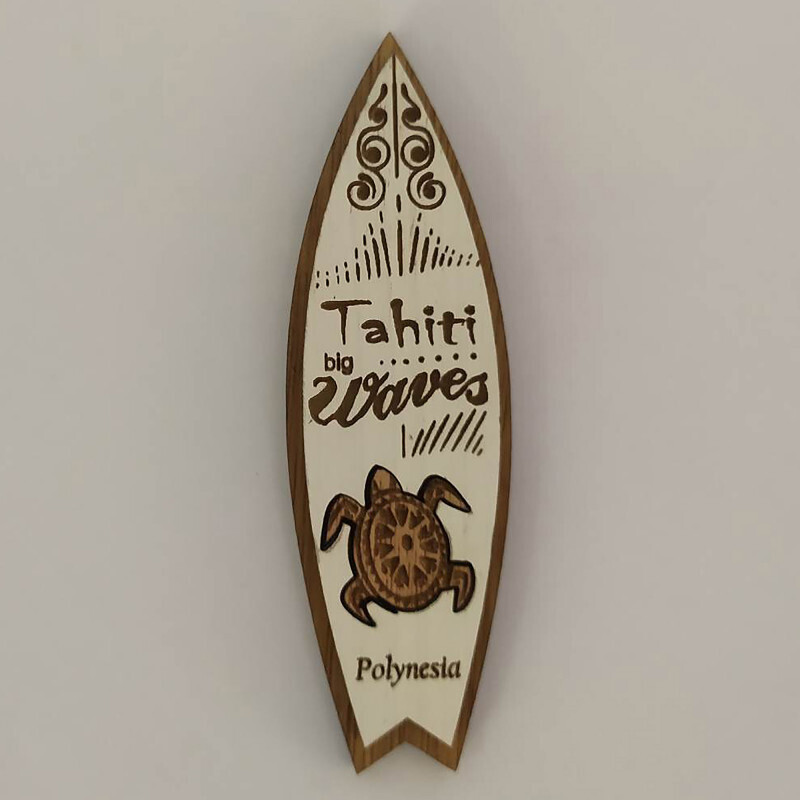 Magnet en bois - Surf de Tahiti tortue