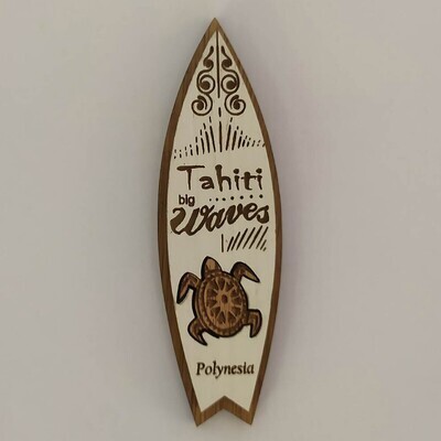Magnet en bois - Surf de Tahiti tortue