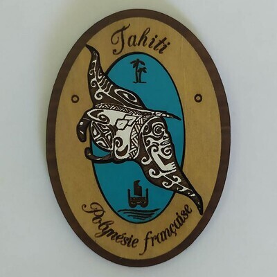 Magnet en bois - Raie manta de Tahiti