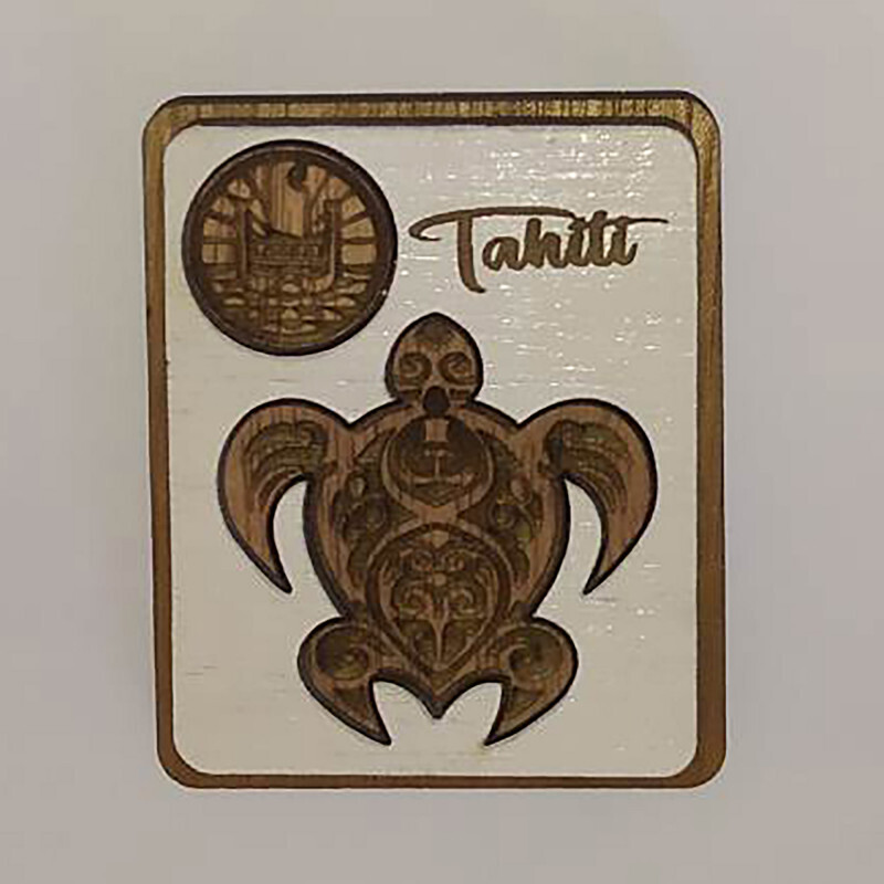 Magnet en bois - Tortue Tahiti