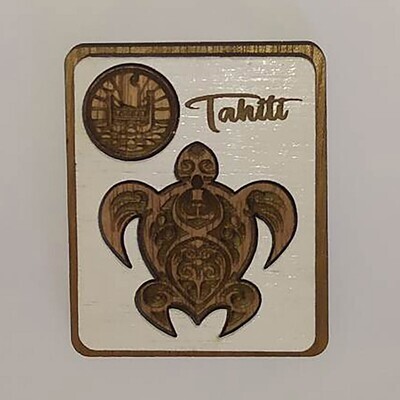 Wood magnet - Tahiti Turtle