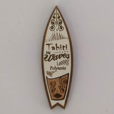 Magnet en bois - Surf de Tahiti tribal