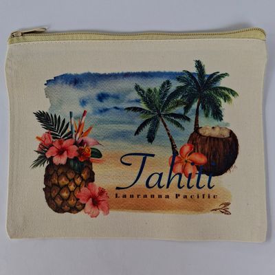 Canvas Zipped Pouch - Pineapple Cocktail