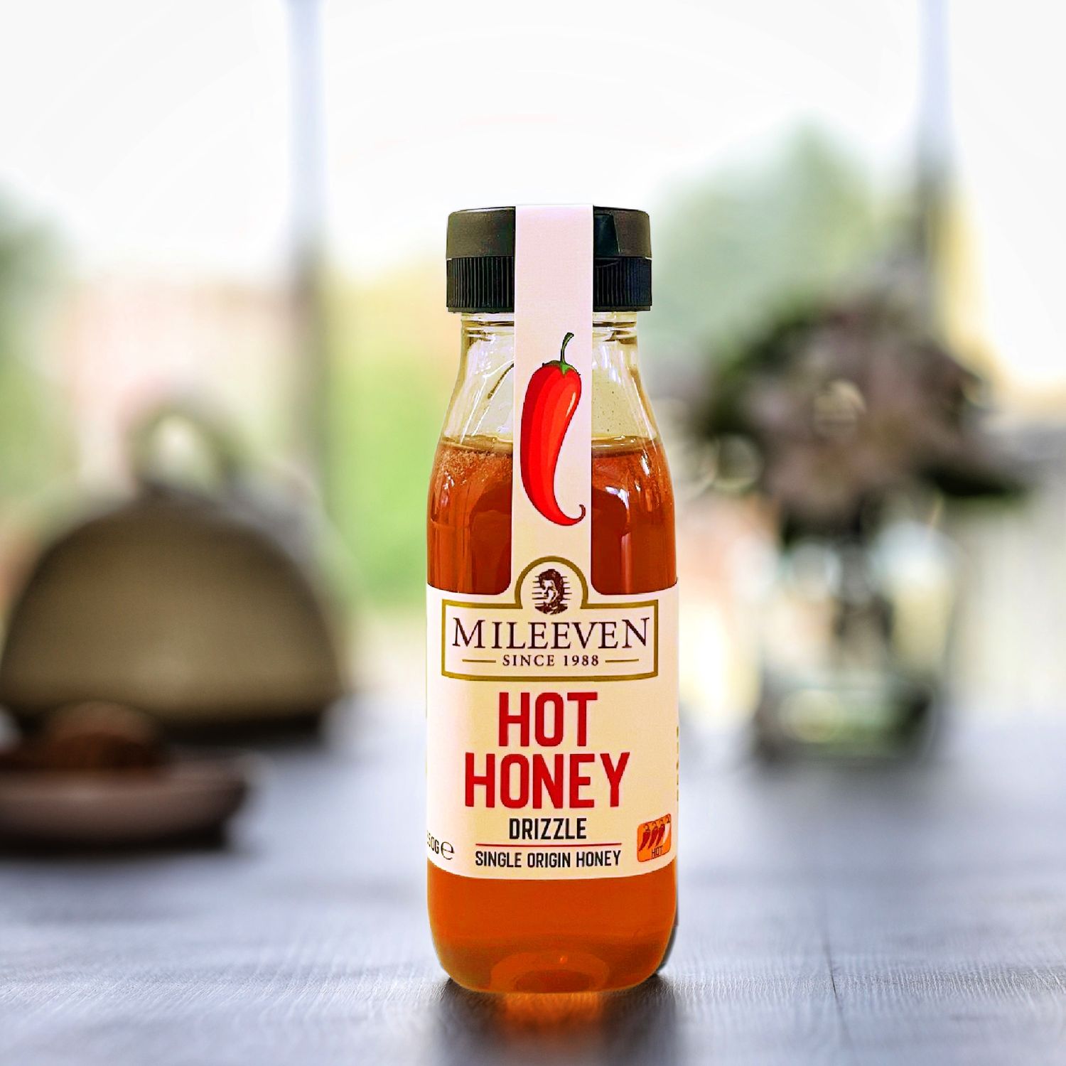 Mileeven Hot Honey Drizzle - Pure, Single Origin Raw honey infused with Chilli 250g (NEW BOTTLE)